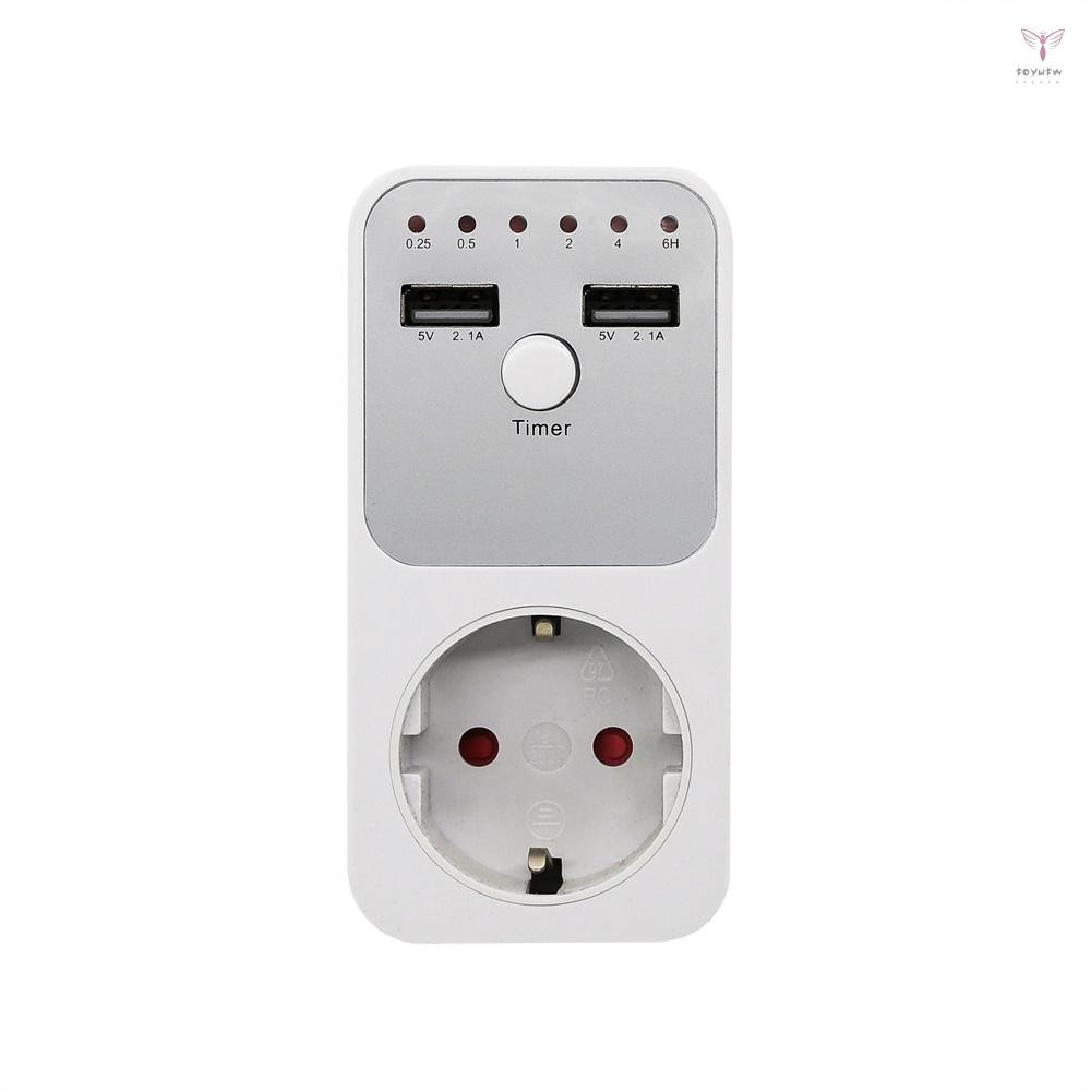 多功能電壓保護器智能倒數計時器插座,帶 2 個 USB 端口時間控制器開關,適用於家用電器