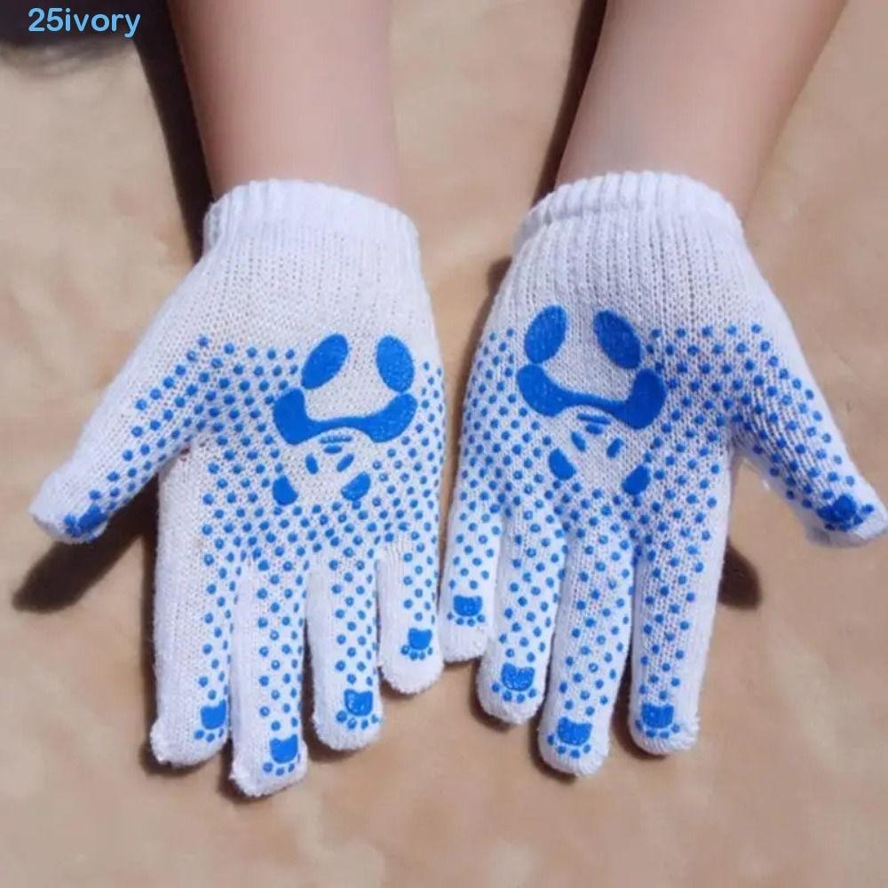 Ivory 1pair 兒童兒童手套,護手透氣兒童工作手套,耐用連指手套動物圖案防滑兒童園藝手套兒童