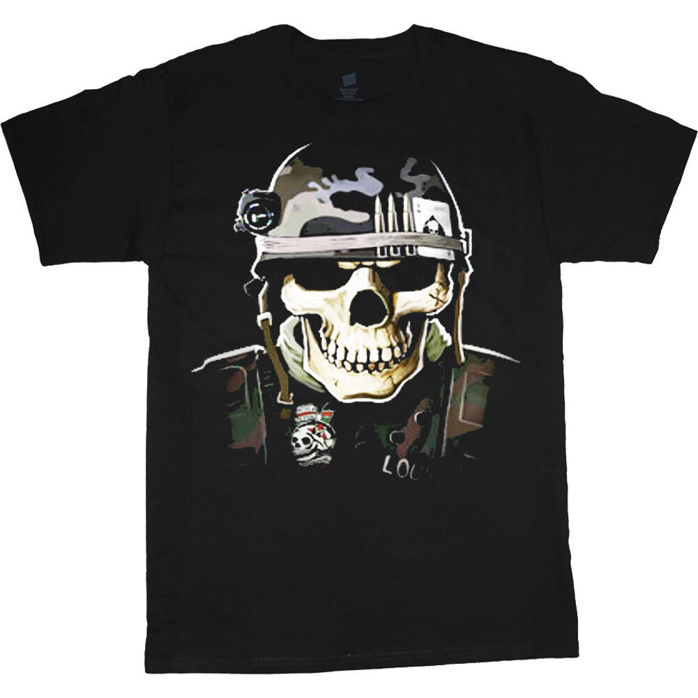 男士軍用骷髏貼花 T 恤陸軍頭盔 Usmc 海軍陸戰隊 T 恤