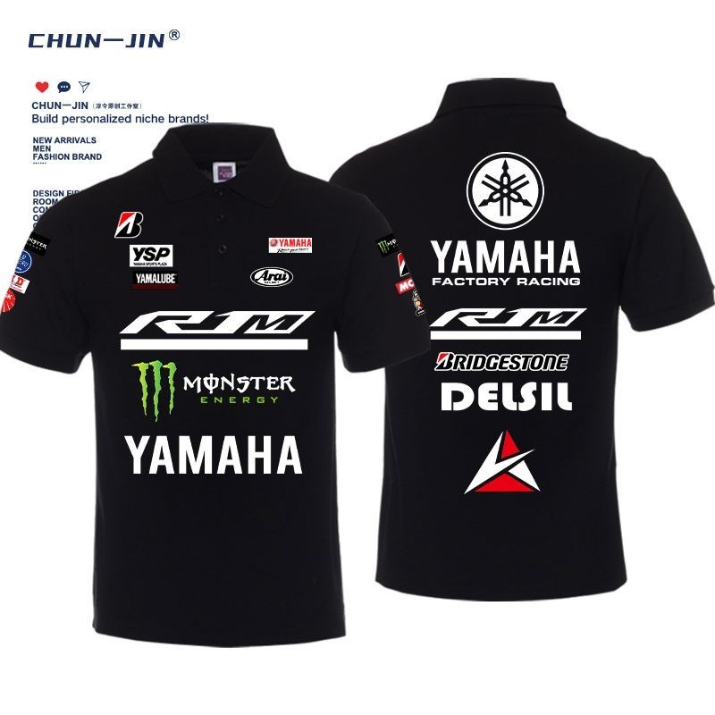 R1M MotoGP YAMAHA機車隊訂製賽車短袖R1 R3 R6 MT05戶外騎行POLO襯衫