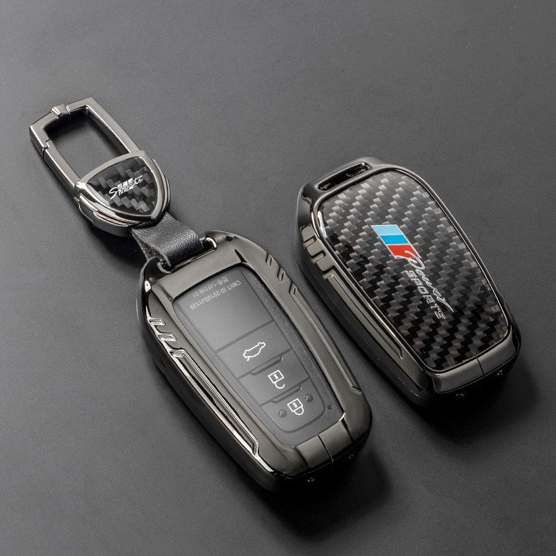 專業汽車用品鑰匙殼工廠直售適用於豐田鑰匙保護套真空電鍍真碳纖Toyot Altis Yaris Vios Camry汽車