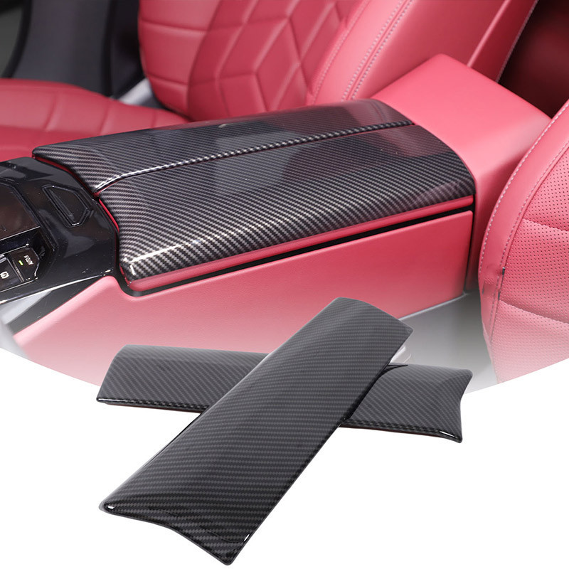 BMW Abs 碳纖維適用於寶馬 5 系 G60 2024 汽車內扶手箱儲物箱裝飾罩裝飾汽車配件