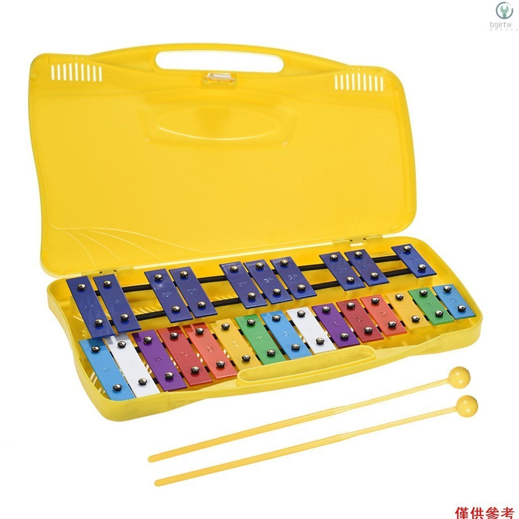 ♬|彩色 25 音符鍾琴木琴打擊樂節奏音樂教育教學樂器玩具帶 2 個木槌手持盒嬰兒兒童兒童