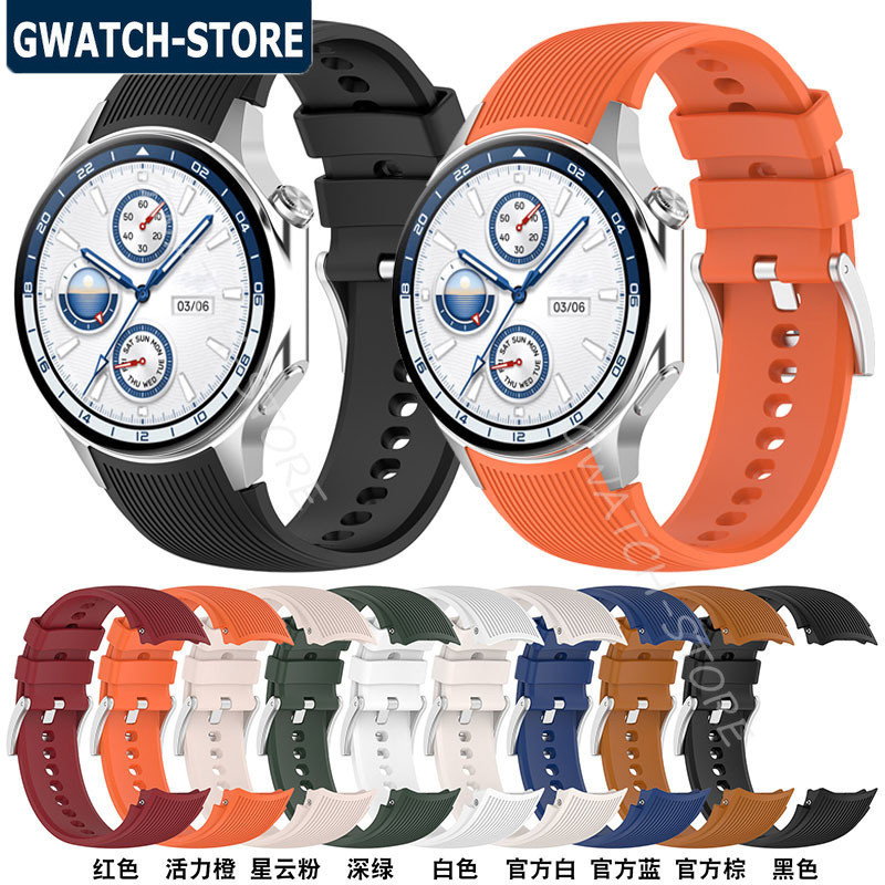適用於 Oneplus Watch 2 圓弧接口矽膠錶帶 Oppo Watch X官方同款運動替換腕帶