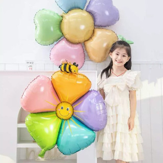 【24h極速出貨】馬卡龍太陽花朵笑臉ins蜜蜂小雛菊氣球寶寶生日裝飾戶外拍照道具生日佈置 派對佈置 生日氣球 派對氣球
