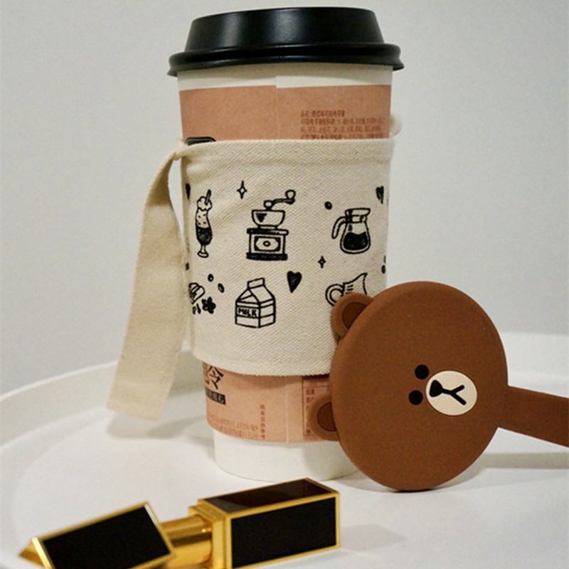 【客製化】【杯套】熱賣 卡通奶茶手提袋 帆布棉麻環保 飲料咖啡手搖杯套 提兜 印LOGO 訂製
