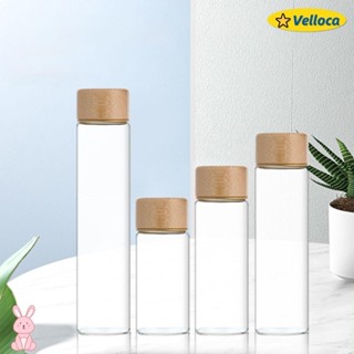 VELLOCA1玻璃密封香料罐,透明儲罐帶木質蓋子玻璃儲物瓶,高品質存儲工具分配瓶圓形香料罐