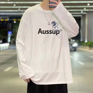 【HOT 本舖】男裝 M-5XL 加肥加大碼 長袖t恤男 潮流ins 火影印花打底衫 學生寬鬆休閒上衣 衣服