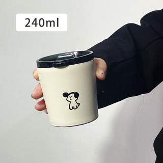 韓系小狗不鏽鋼咖啡杯帶蓋保溫可愛卡通隨手咖啡杯