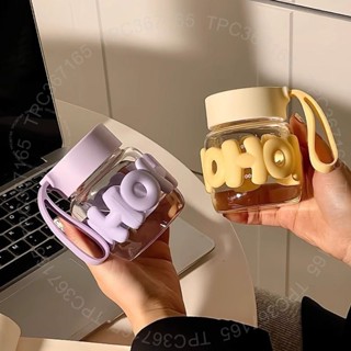 臺南出貨 盃子刻度ins高顔值玻璃盃牛奶咖啡盃豆漿便攜迷你胖胖水盃 7 G J