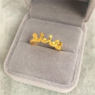 新款越南沙金皇冠星星戒指女 金色鍍金開口歐幣金戒子女 久不掉色20250310
