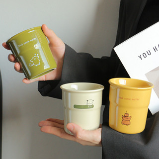 🍋【新品】韓式ins風拿鐵咖啡杯附帶矽膠防塵杯蓋 250ml 手握杯 直飲杯 可微波加熱牛奶杯 馬克杯子 咖啡廳咖啡杯具