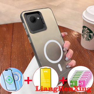 【4 合 1】帶鋼化玻璃外殼,適用於 REALME C30S REALME c30 2022 5G 手機殼硬殼 TPU