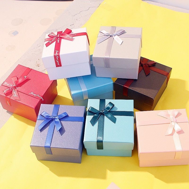 resaly «戒指盒» 現貨 彩色多色蝴蝶結手錶盒首飾盒 禮品盒 包裝紙盒方形收納天地蓋盒子