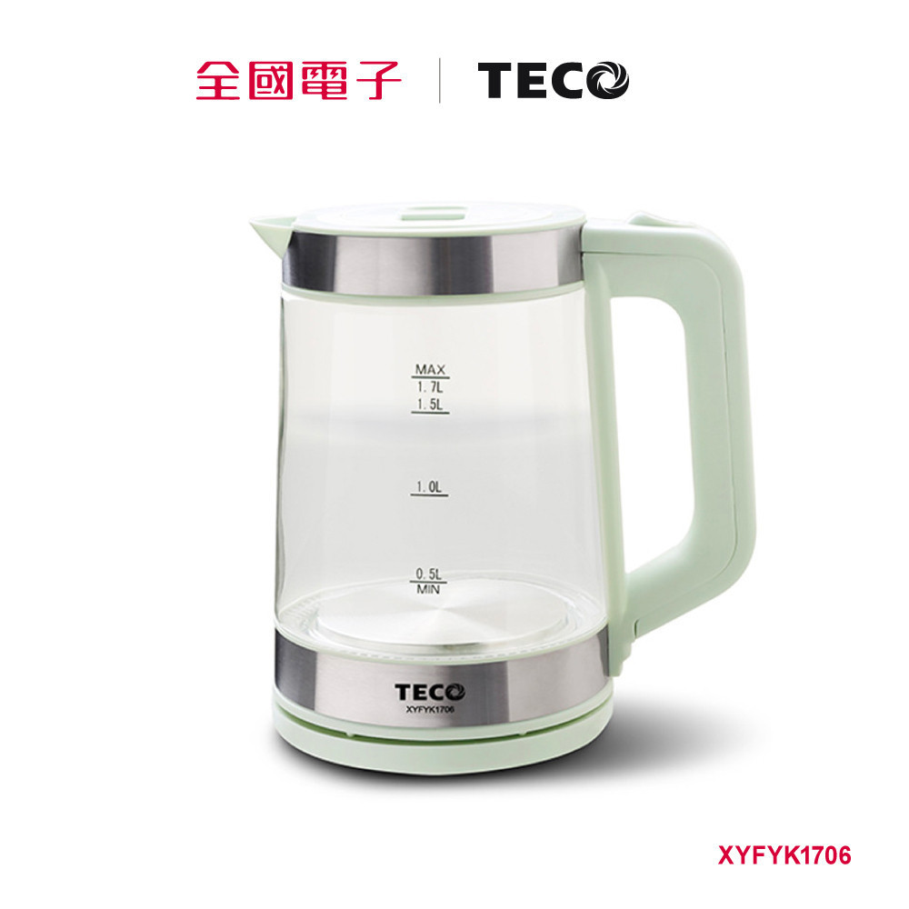 TECO 1.7L大容量玻璃快煮壺  XYFYK1706 【全國電子】