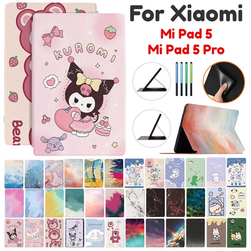 XIAOMI MI Kuromi 卡通彩繪壓紋 PU 皮套適用於小米 Mi Pad 5 Pro 11 英寸保護套翻蓋支架