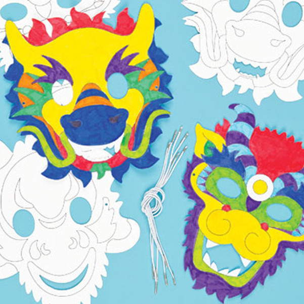🔥中國龍面具 端午節面具 禮物 創意手工diy 中國龍面具 幼兒園製作 塗鴉繪畫 創意手工 親子活動