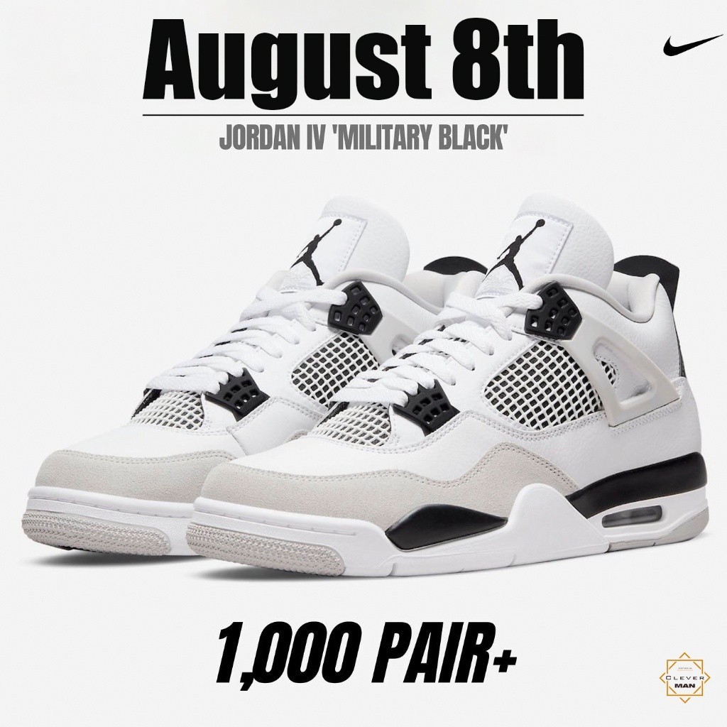高品質空氣運動鞋 Jordan 4 Military 黑色白色和灰色男女運動鞋聰明人商店