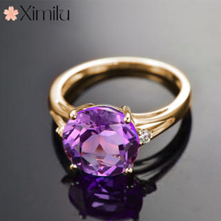 ❤ 原創新款高階氣質18K玫瑰金戒指女簡約紫水晶藍寶石飾品