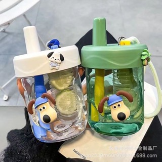2024年新款夏季網紅水杯高顏值便攜ins迷你塑料杯女生學生吸管帶茶隔隨手杯環保大容量可愛透明500ml外出手提雙飲水壺