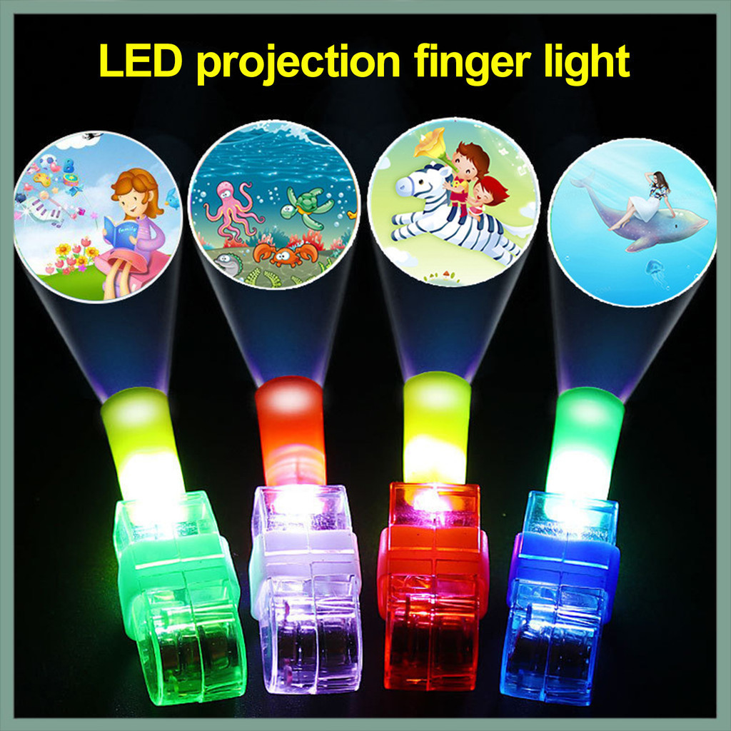 【Wx】10 件手指燈持久 LED 投影手指燈玩具鬆緊帶環形投影燈適用於兒童派對