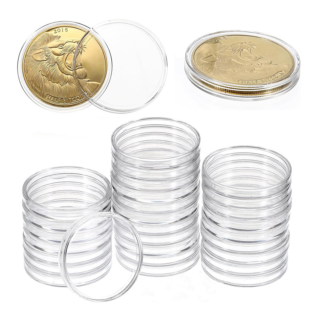 10 件透明硬幣膠囊盒 50 毫米內徑硬幣盒硬幣架收藏用品收納盒