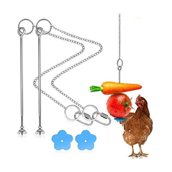 SK龍貓鸚鵡用品 不鏽鋼水果叉玉米玩具叉 鳥籠配件 雞果叉蔬菜 2Pcs