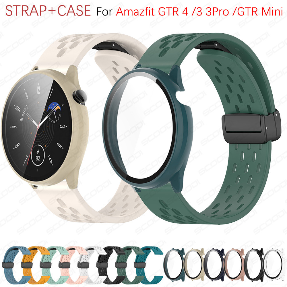 磁扣錶帶帶 PC 玻璃保護殼適用於 Amazfit GTR Mini/Amazfit GTR 4 Amazfit GTR