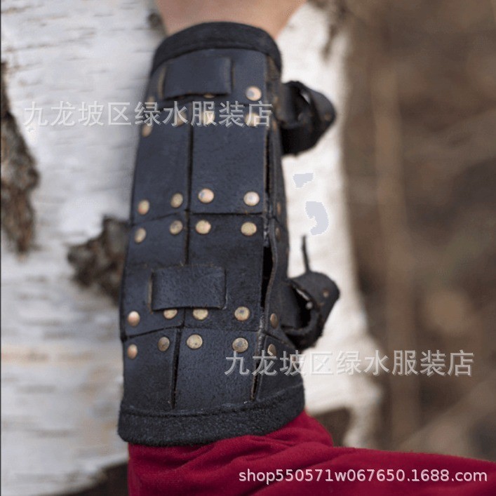 中世紀蒸汽朋克復古皮革皮帶扣鉚釘護臂護手wish ebay跨境貨