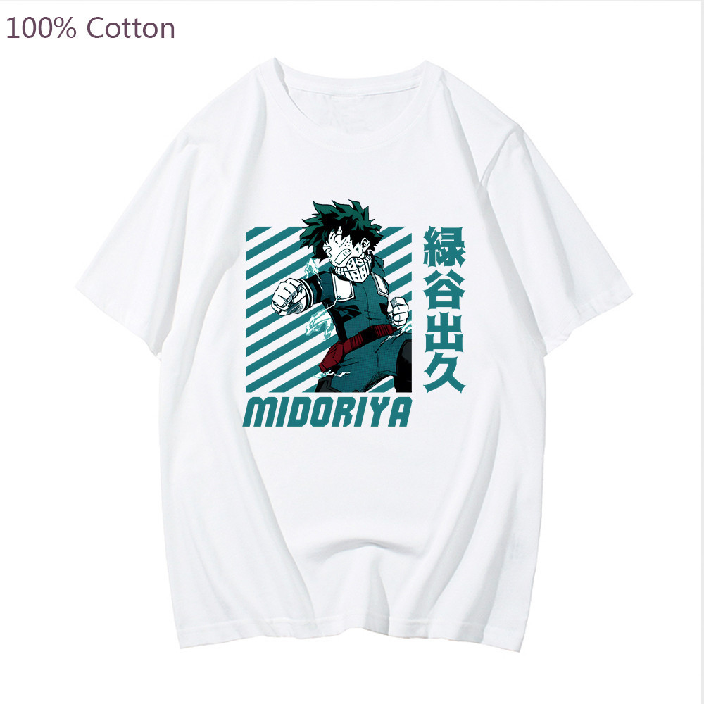 Deku Izuku Midoriya T 恤我的英雄學院動漫 T 恤圖形男式棉