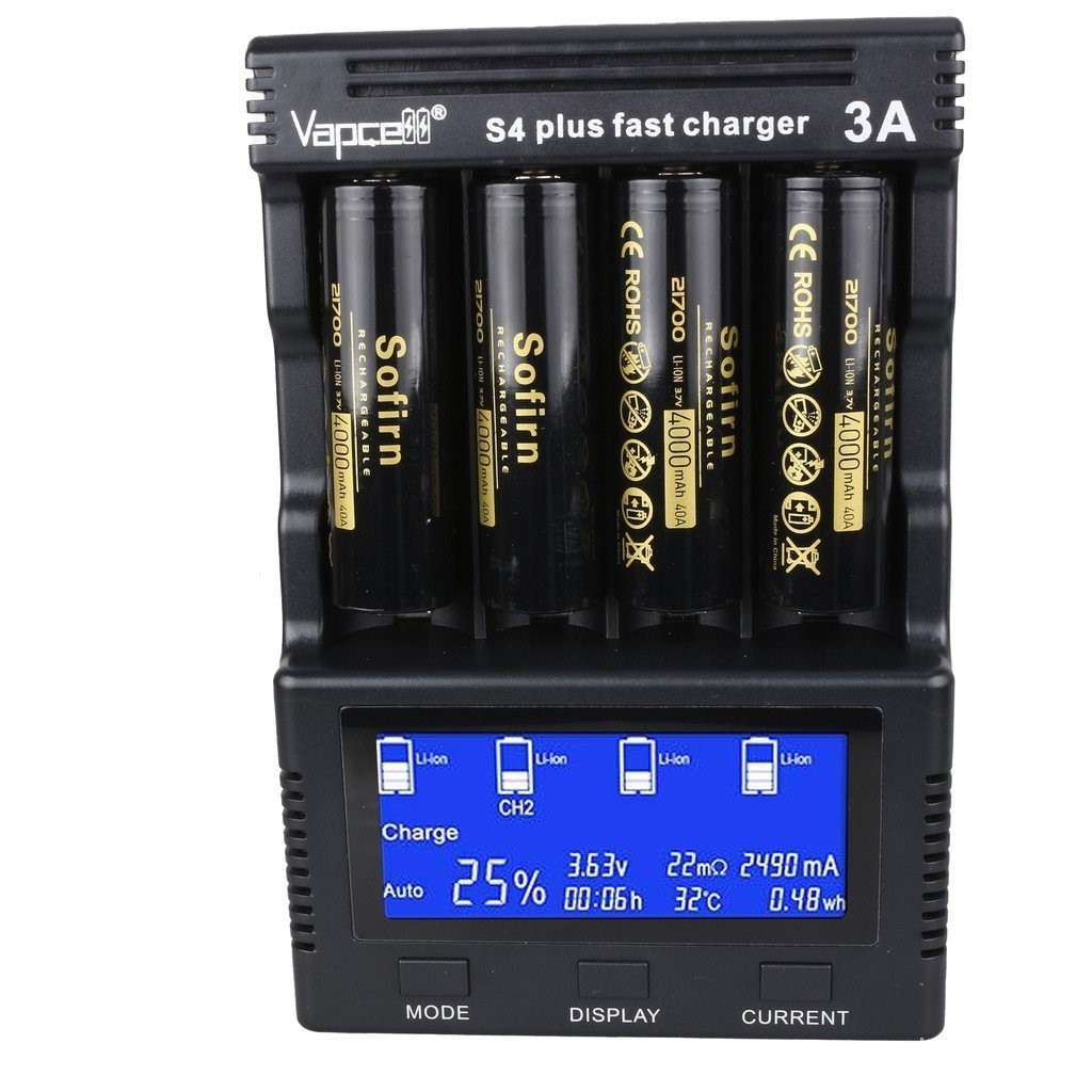 【In stock】Vapcell S4 Plus 快速充電器適用於鎳氫電池 14500 電池 18650 電池 217