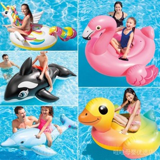 INTEX小紅鶴坐騎兒童水上充氣玩具 動物浮排浮床加厚獨角獸游泳圈