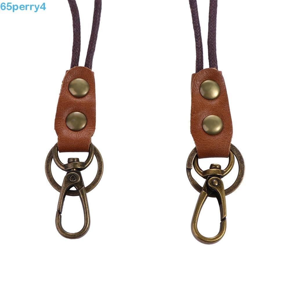 PERRY皮革掛繩復古對於手機真皮徽章持有者身份證持有人鑰匙扣電話頸帶