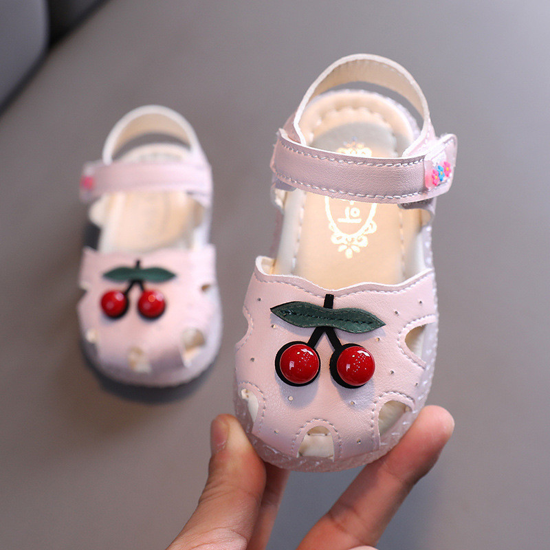 【SIMPOR】可愛櫻桃小童公主鞋/女童嬰幼兒步行鞋/寶寶防護腳趾涼鞋