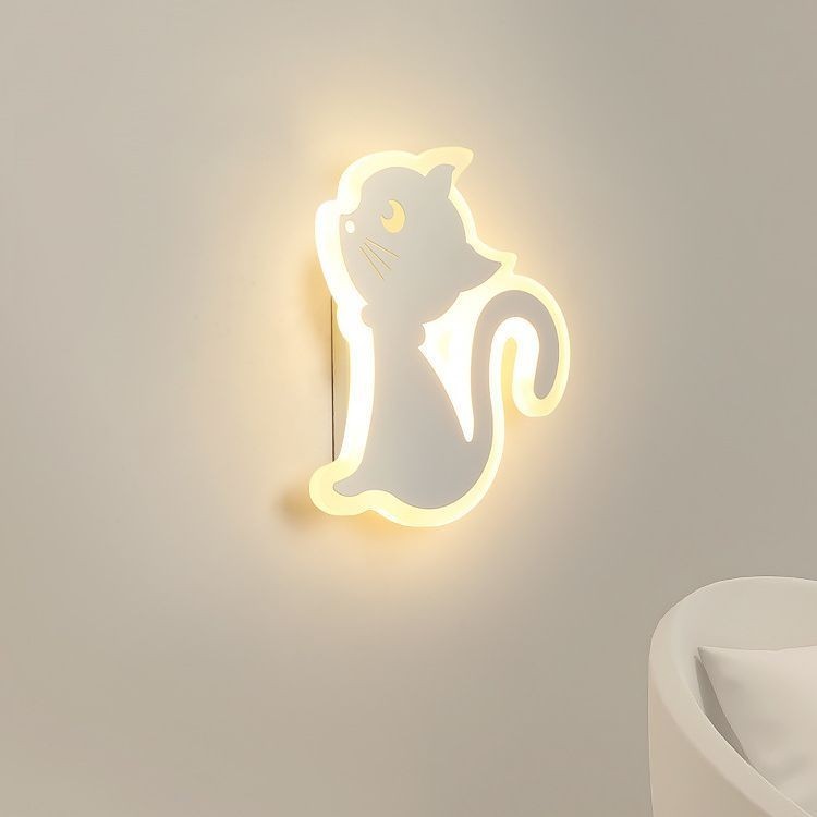 兒童房壁燈北歐現代簡約創意男女孩臥室牆壁燈極簡床頭燈貓咪壁燈