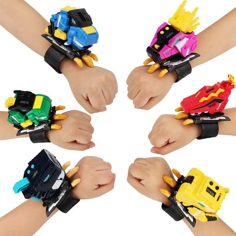 兒童手錶迷你特勤手錶玩具男孩機甲變形金剛機器人超級恐龍電源
