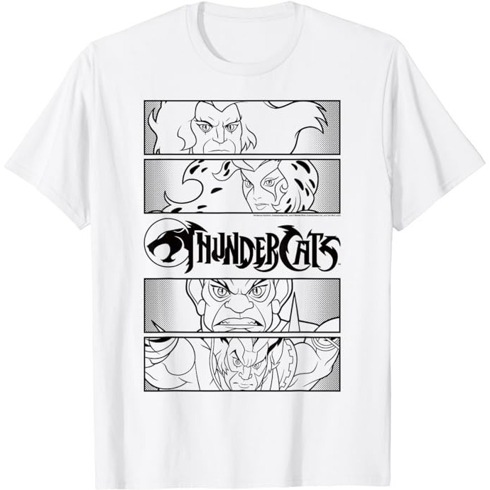 歐美卡通動漫  Thundercats 霹靂貓 圖案印花男士百分百純棉圓領短袖加大尺碼T恤