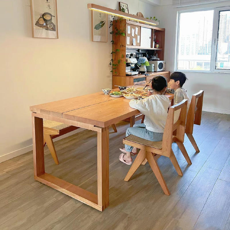 IKEA宜家莫比恩同款餐桌 原木桌子 長條桌 大桌子 會議桌 方桌 實木家用書桌 白蠟木餐桌椅組合