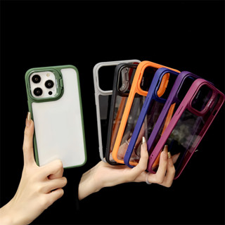 亞克力二合一 iPhone14/15 Pro max手機殼 蘋果13/12/11隱藏鏡頭支架15 plus防摔保護套