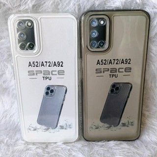 HITAM 手機殼 Oppo A52/A92/A72 軟殼透明黑色外殼空間 Tpu 黑色透明透明保護相機保護 Fc