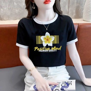衣時尚 大碼上衣 短袖T卹 印花上衣 字母T卹 M-2XL 新款修身顯瘦拼接簡約印花時尚短版上衣體恤衫-1333.