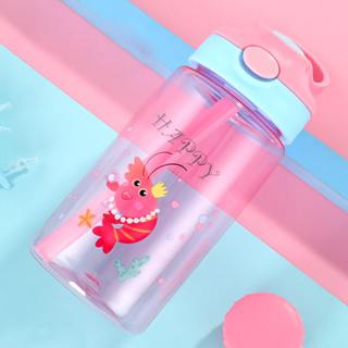 兒童水瓶兒童卡通環保矽膠吸嘴吸管水杯紅色氣球