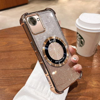 【新顏色】Realme C30 C30s 手機殼閃亮粉色四角防摔手機殼美學磁性防震矽膠TPU軟殼