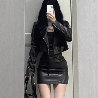 【特惠免運】衣服 上衣 辣妹衣 辣妹短款黑色皮衣外套女春秋新款高階感小個子PU皮夾克上衣潮