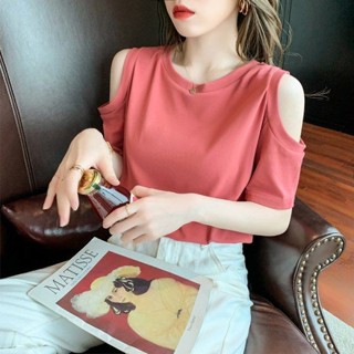 《現貨下單》夏季薄款小個子短袖t恤女裝夏裝2025年新款ins顯瘦露肩上衣服上衣短袖女裝短袖女生上衣氣質女裝早春女裝
