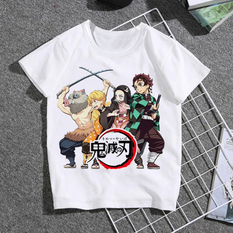 Demon Slayer T-shirt鬼滅之刃春夏素色個性女士上衣復古t恤女ins