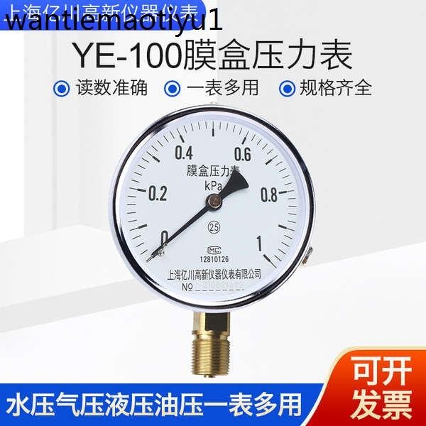 適合 YE100 0-160mbar膜盒壓力錶 毫巴表微壓表天然氣燃氣壓力錶膜合表