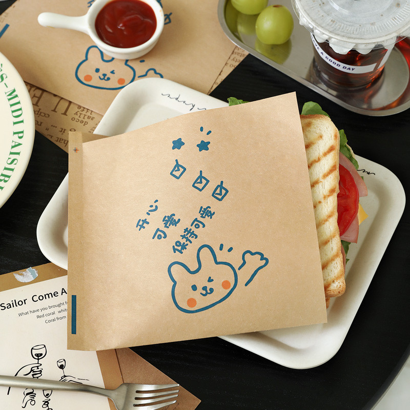 【客製化】【飯團包裝袋】三明治 包裝紙 防油 一次性 食品級 野餐 打包 漢堡 三文治 飯糰 手抓餅 紙袋