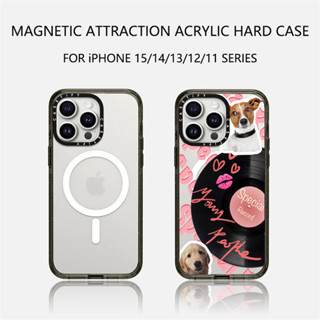 Casetify X 狗黑膠唱片彩色透明硬亞克力背面 TPU 邊緣手機殼側帶字體手機殼適用於 Apple IPhone