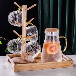 創意錘紋冷水壺玻璃水壺耐高溫涼水杯家用水杯套裝涼水壺